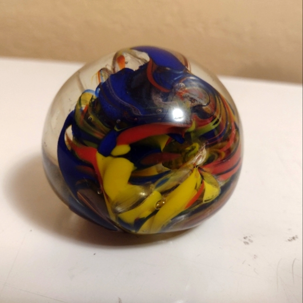 Multi-Color Art Glass Paper Weight